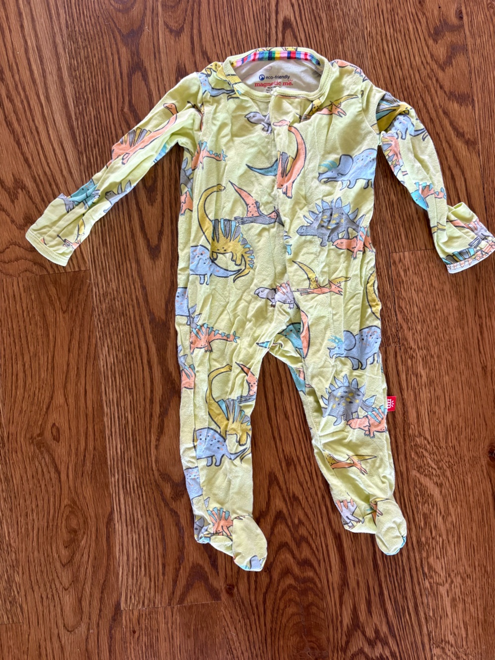 MagneticMe Light Green Dino Print Footie